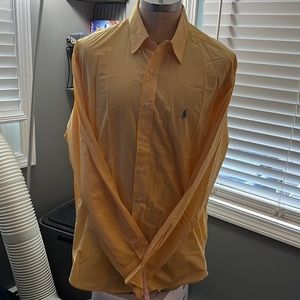 Mens Ralph Lauren Yellow Button Down dress shirt Polo Size 16 1/2